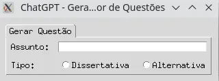Aba com o campo Assunto e, abaixo, o rótulo Tipo com as opções Dissertativa e Alternativa