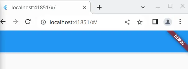 Aplicação no Chrome exibindo apenas uma barra superior azul vazia
