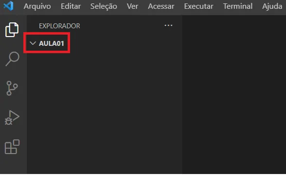 Explorador do VS Code exibindo a pasta AULA01