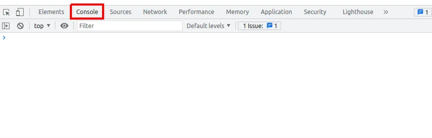 Chrome Dev Tools com a aba Console selecionada e vazia