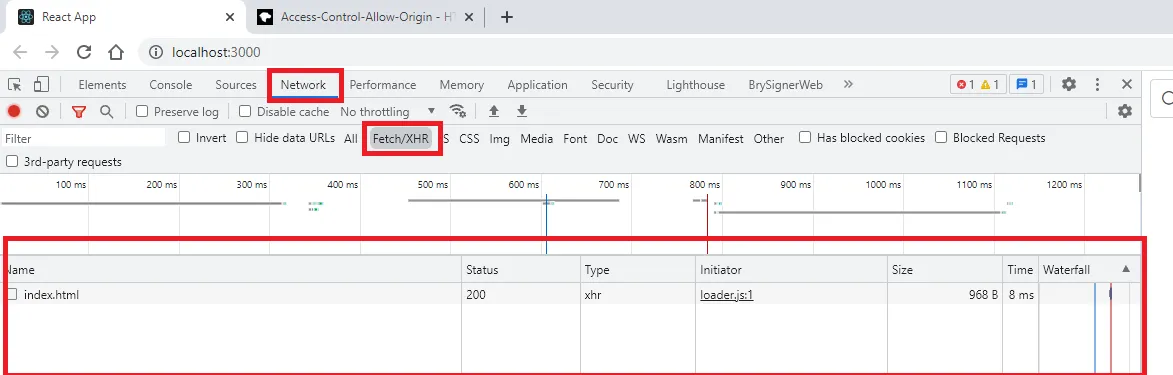Aba Network sem nenhuma requisição à Wikipédia após atualizar a página