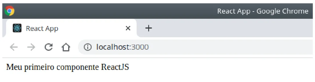 Janela do navegador exibindo o texto "Meu primeiro componente ReactJS"