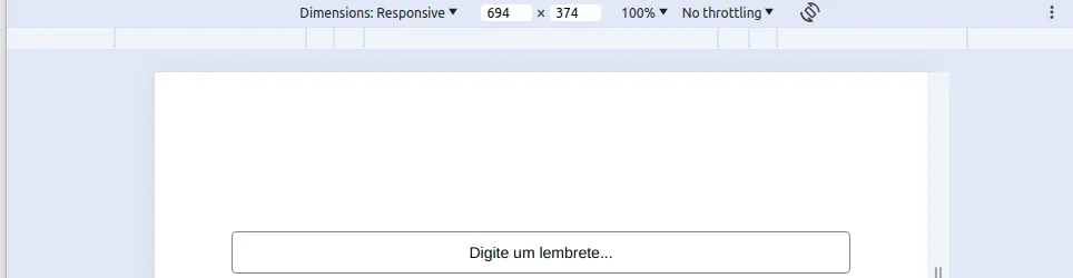 Tela simulada com o campo "Digite um lembrete..." com borda cinza, centralizado e ocupando 80% da largura