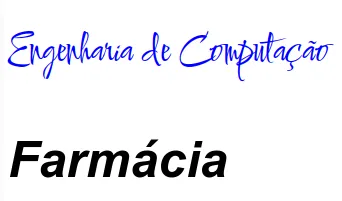 Engenharia de Computação na fonte Comforter e Farmácia em Arial, itálico e negrito