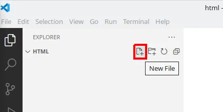 Explorer do VS Code com o botão New File destacado