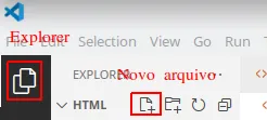 Explorer do VS Code com o botão Novo arquivo destacado